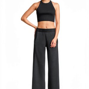 Free People Womens Sweatpants Breathable Comfort Black-0