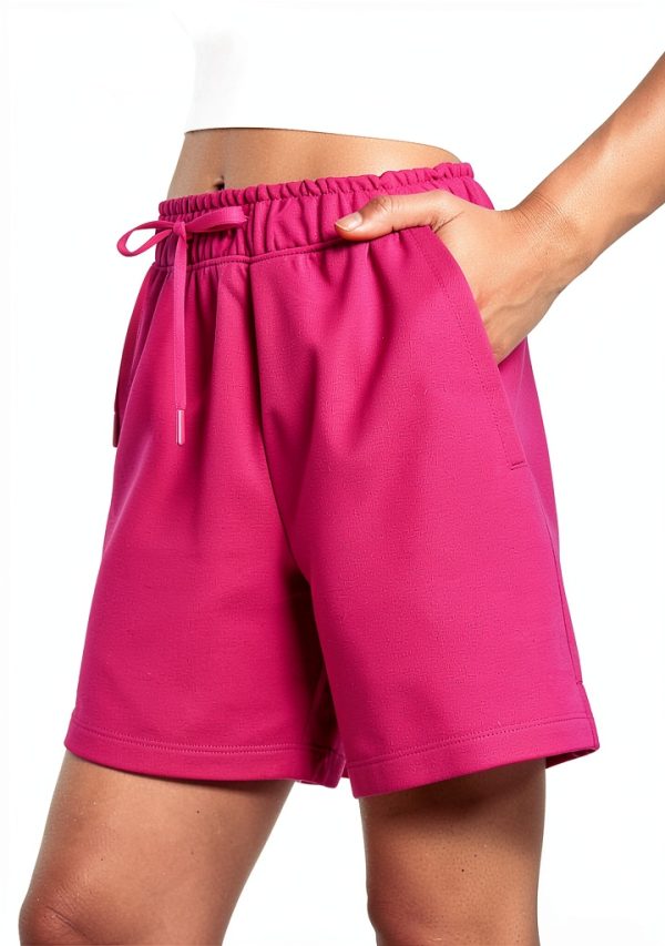 RS107 Womens French Terry Sweat Shorts High Rise Pockets-3