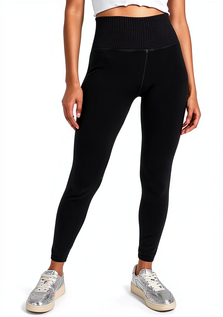 'Woman wearing leggings during a yoga session'