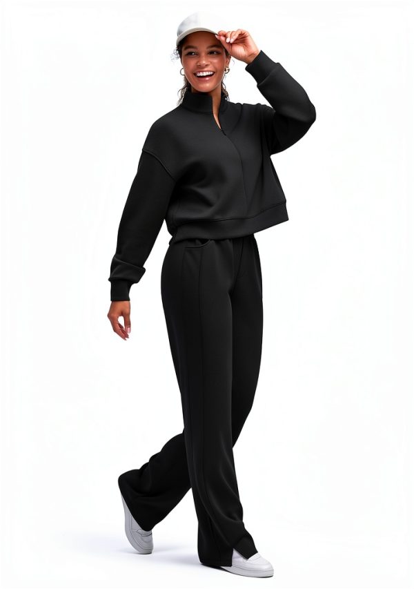Smoofit Womens Half Zip Sweatshirt Soft Stretch Casual-5