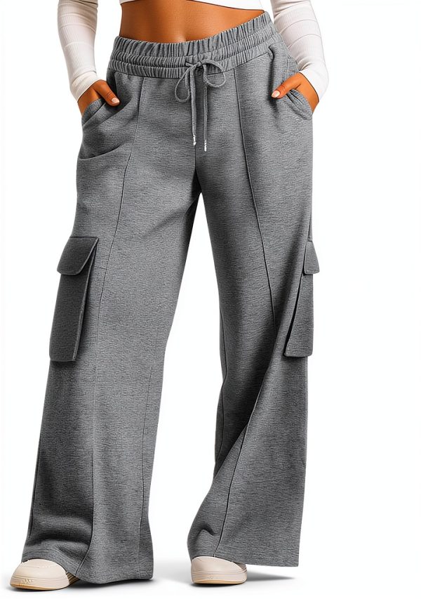 GOHRSHA Womens Cargo Sweatpants High Waist Wide Leg-0