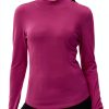 Womens Thermal Underwear Tops Fleece Mock Turtleneck Long-5