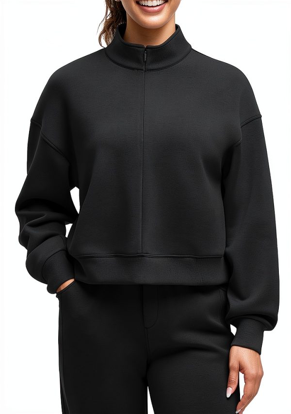 Smoofit Womens Half Zip Sweatshirt Soft Stretch Casual-1