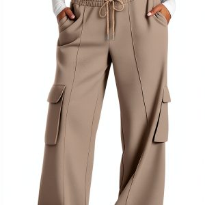 GOHRSHA Womens Cargo Sweatpants High Waist Wide Leg-0