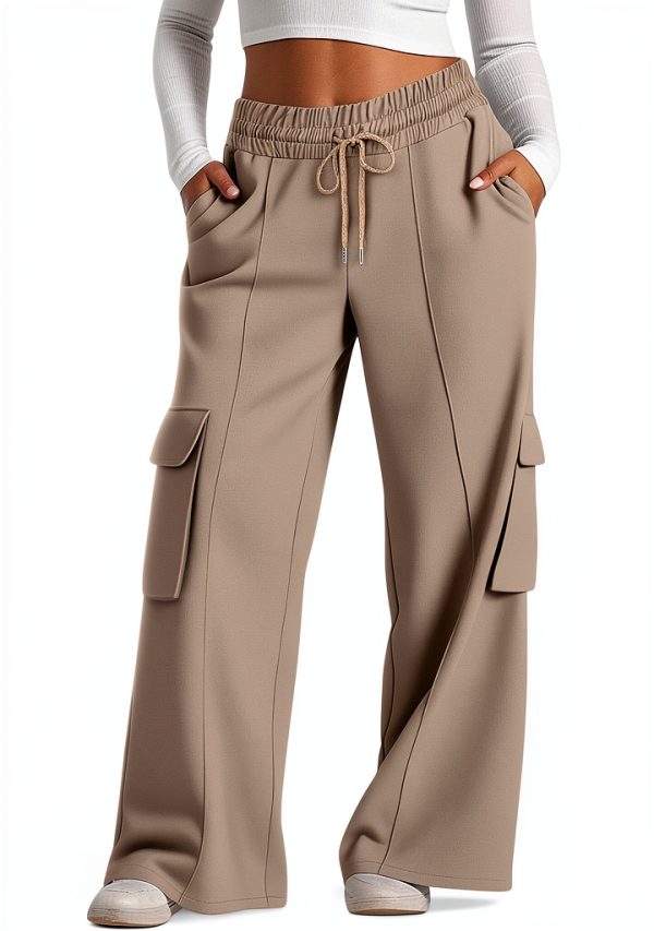 GOHRSHA Womens Cargo Sweatpants High Waist Wide Leg-0