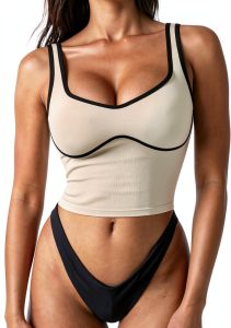 Seamed Underbust Crop Top Women Sports Bra Nylon Spandex-0