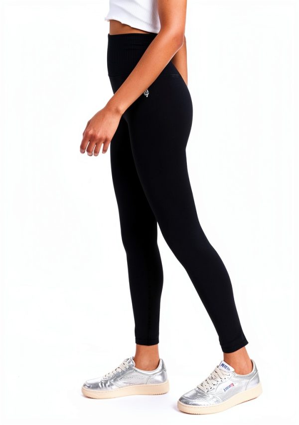 Women's Leggings Mid-Weight Compression Jersey Washed Black-3