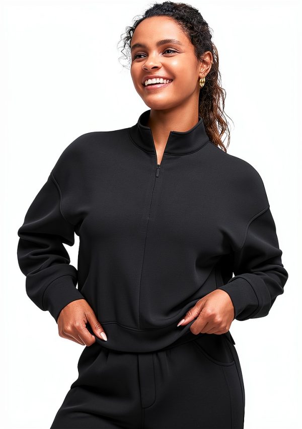 Smoofit Womens Half Zip Sweatshirt Soft Stretch Casual-0