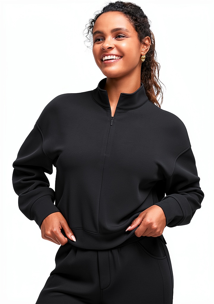 'Smoofit women's half-zip sweatshirt in Denim Blue color'