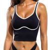Seamed Underbust Crop Top Womens Sports Bra Nylon Spandex-3