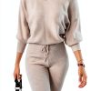 Womens Sweatsuit Soft Knit Batwing Sleeve Cozy Set-3