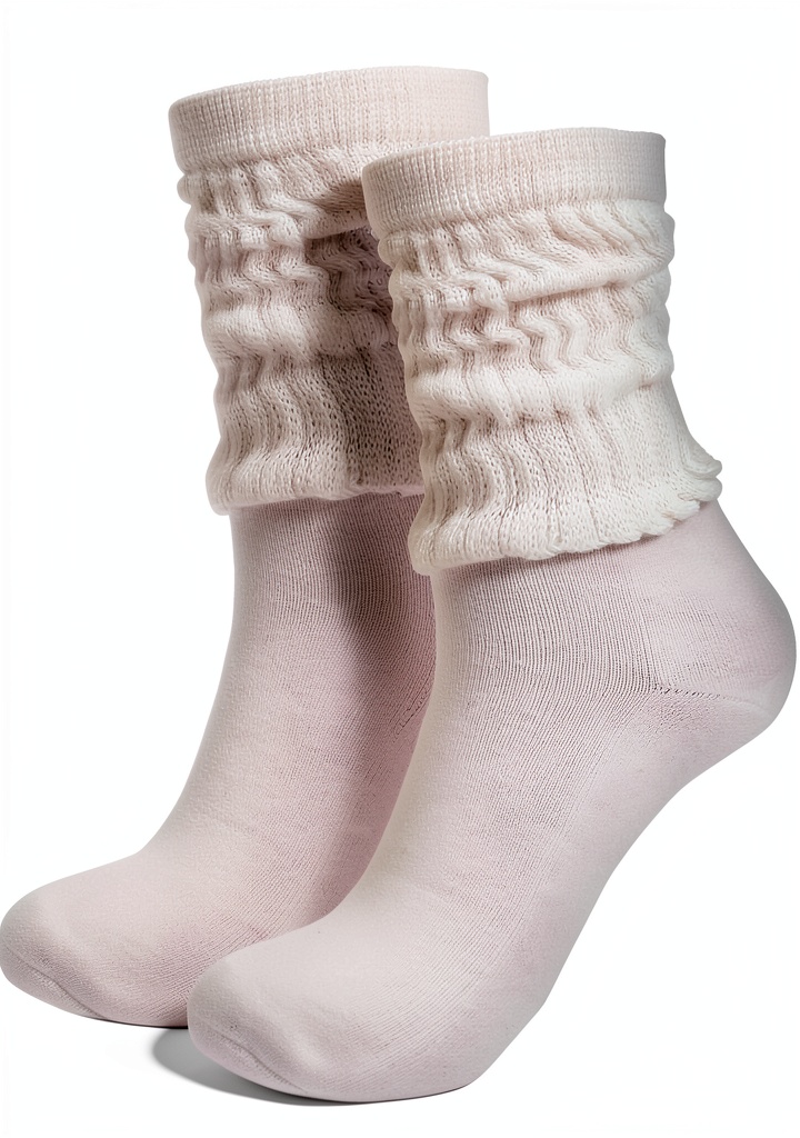 Women wearing slouchy socks in various styles on a yoga mat