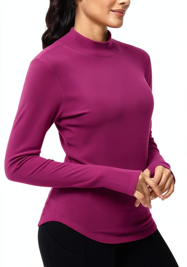 Womens Thermal Underwear Tops Fleece Mock Turtleneck Long-0