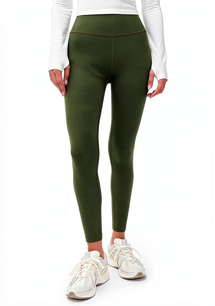 Beyond Yoga leggings in Midnight Burgundy Heather color on a model during a walk