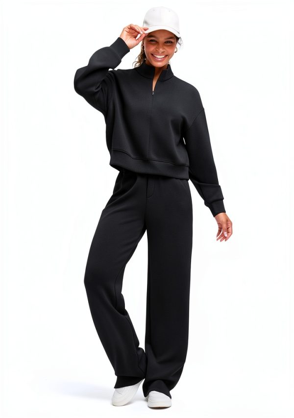 Smoofit Womens Half Zip Sweatshirt Soft Stretch Casual-4