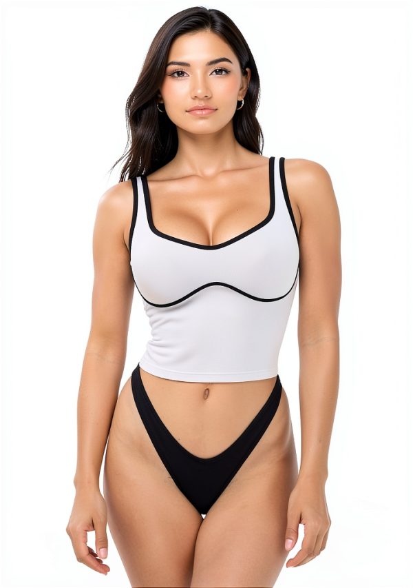 Seamed Underbust Crop Top Womens Sports Bra Nylon Spandex-6
