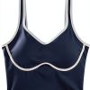 Seamed Underbust Crop Top Women Sports Bra Nylon Spandex-4