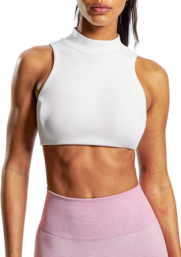Womens Sports Bra High Neck Removable Pads Backless Design-0