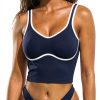 Seamed Underbust Crop Top Women Sports Bra Nylon Spandex-3