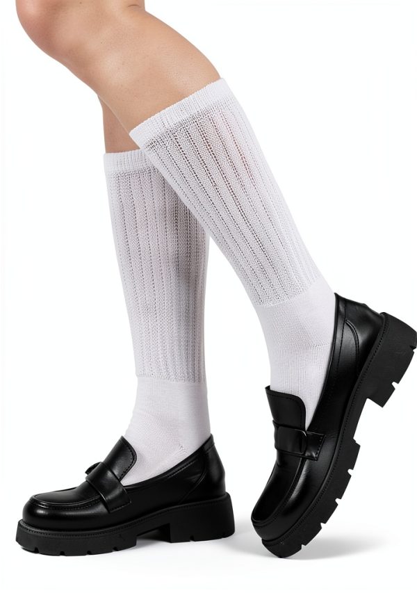 Women Slouchy Socks Polyester Spandex Stretch Calf Crew-5