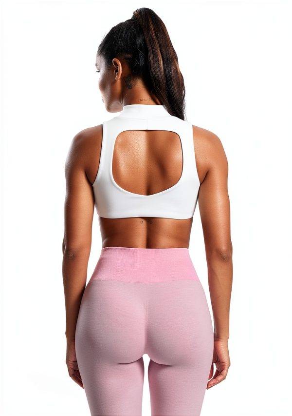 Womens Sports Bra High Neck Removable Pads Backless Design-2