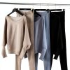 Womens Sweatsuit Soft Knit Batwing Sleeve Cozy Set-6