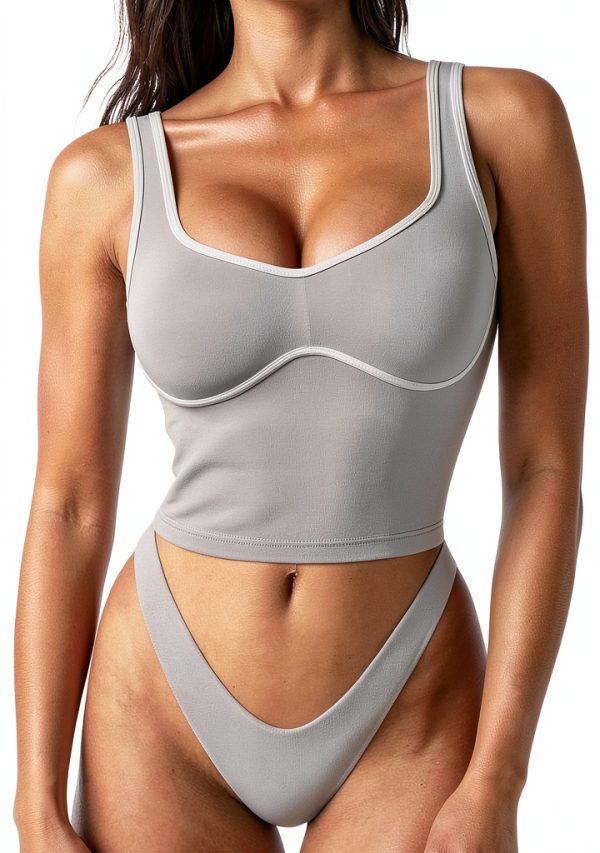 Seamed Underbust Crop Top Womens Sports Bra Nylon Spandex-0