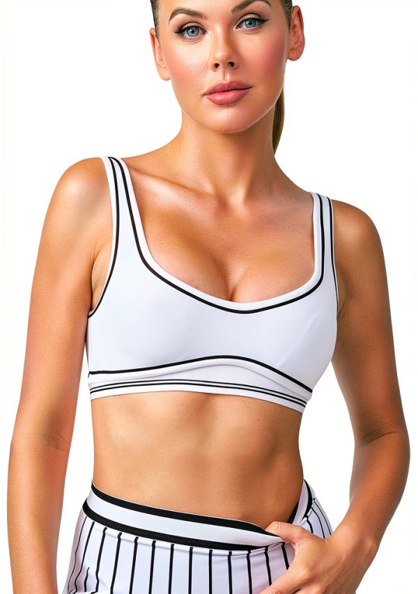 Square Neck Sports Bra Built in Pads Womens Workout Top-2