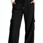 GOHRSHA Womens Cargo Sweatpants High Waist Wide Leg-0
