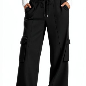 GOHRSHA Womens Cargo Sweatpants High Waist Wide Leg-0